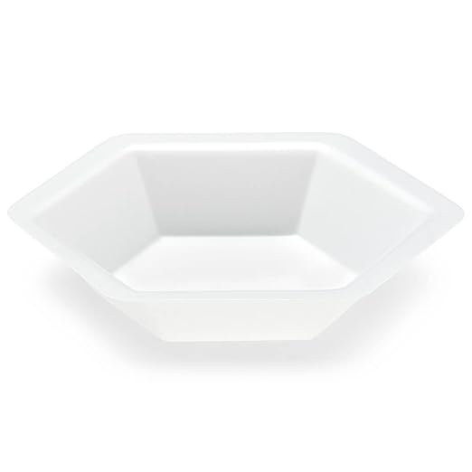 Weighing Boats by Globe Scientific, Hexagonal Shaped, Bendable Polystyrene, Easy Pour Design, Disposable Scale Trays for Weighing & Mixing Liquid & Powder, Antistatic, 20mL Capacity, White, Case 500