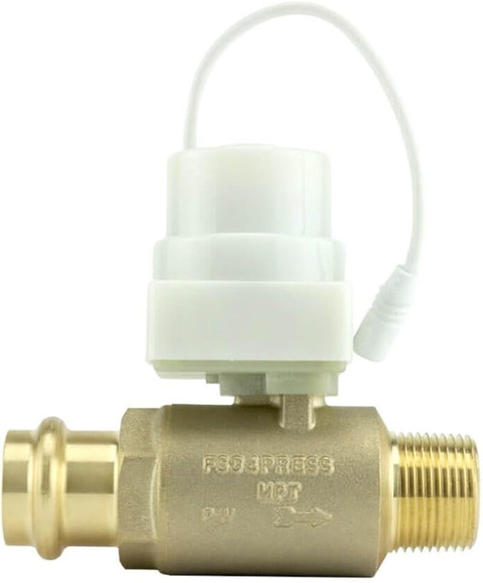FloodStop Water Heater Leak Detector Kit with Automatic Water Shut-Off and Visual/Audible Alarms, 3/4" Press x MPT