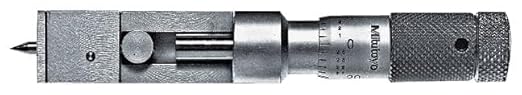 Mitutoyo 147-104 Can Seam Micrometer, 0-0.5" Range, 0.001" Graduation, ±0.00012" Accuracy, Ratchet Stop, Vernier Scale, Satin Chrome Finish, Durable Tool Steel Construction