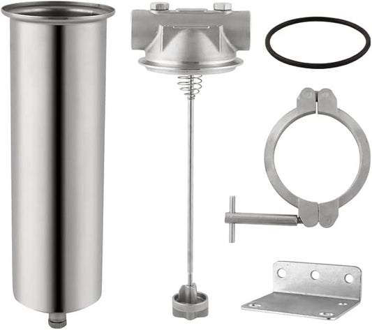 Amwater 304 Stainless Steel Filter Housing for Filter Cartridge, Water Filter Housing for Whole House Water Purification of Stainless Steel 304 (10" C Housing-1 NPT)