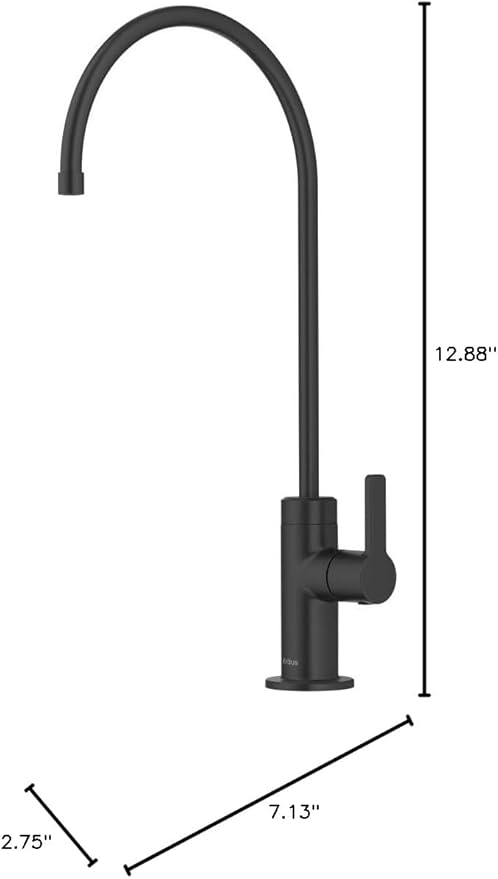 KRAUS Oletto Single Handle Drinking Water Filter Faucet for Reverse Osmosis or Water Filtration System in Matte Black, FF-103MB