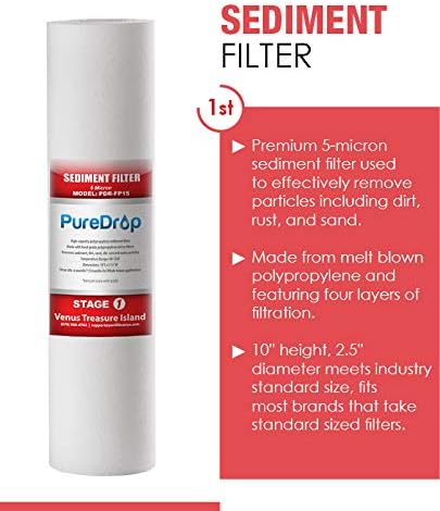 PureDrop 10 In. x 2.5 In. Standard Reverse Osmosis Replacement Pre-Filter Pack (6 Month), White, (PDR-F3)