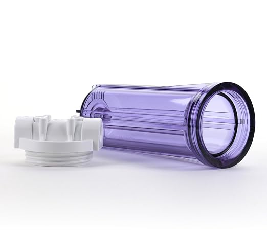 Hydronix HF3-10CLWH14, 10" Clear Housing with White Rib Cap For RO & Filtration Systems, 1/4" Ports