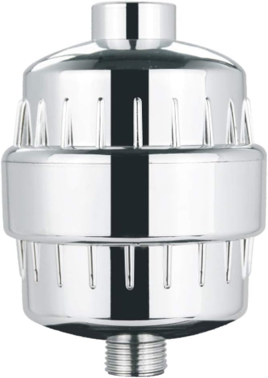 15 Stage Universal Shower Filter | Hard Water Treatment, Removes Chlorine, Heavy Metals & Sediment, Vitamin C & Alkaline PH Balls | Includes 1 Replaceable Cartridge (1)