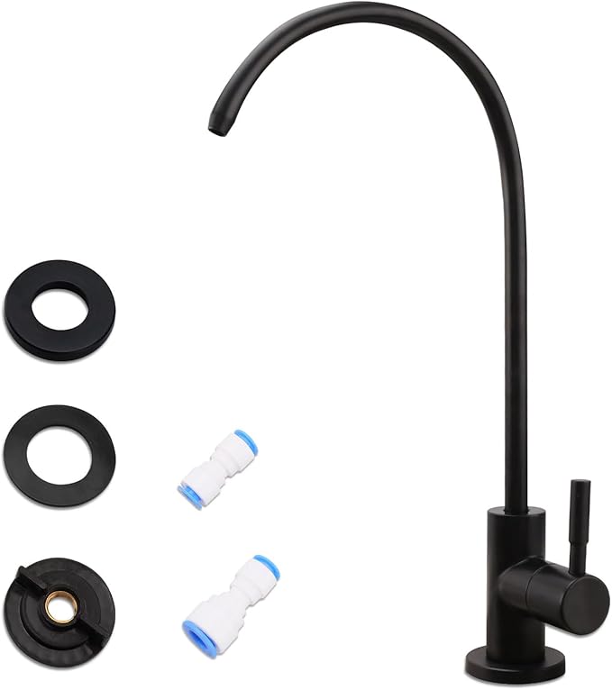 Water Filter Faucet,Drinking Water Faucet Fits Reverse Osmosis and Water Filtration System for Kitchen Bar Sink Faucet in Non-Air Gap SUS304 Stainless Modern Matte Black Lead-Free
