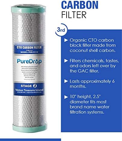 PureDrop 10 In. x 2.5 In. Standard Reverse Osmosis Replacement Pre-Filter Pack (6 Month), White, (PDR-F3)