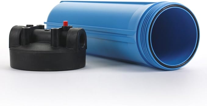 Hydronix 20"x4.5" HF45-20BLBK10PR Whole House Housing, 1" in/Out Ports W/Pressure Relief Button