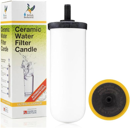 British Berkefeld Doulton Ultra Fluoride Ceramic Drinking Water Filter Cartridge W9120133 for All Gravity Water Filter Systems, Pack of 4