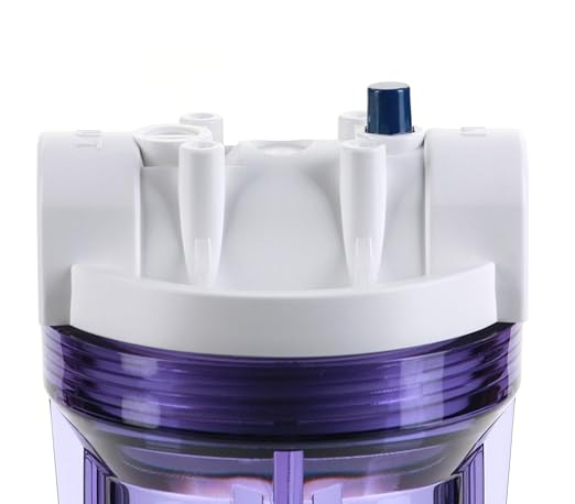 Hydronix HF3-10CLWH12PR, 10" Clear Housing with White Rib Cap For RO & Filtration Systems, 1/2" Ports with Relief Button