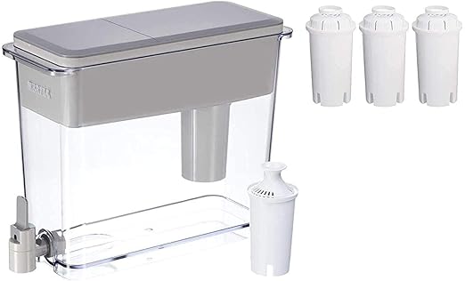 Brita 27 Cup Ultramax Water Dispenser, Gray, with Filters Set
