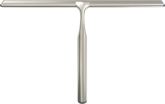 Better Living Deluxe XL Shower Squeegee, Multi-Purpose Silicone Squeegee Blade with Storage Hook, Rust-Proof Heavy Duty Window, Glass, Shower Scrubber, Windshield Wiper, 12", Brushed Nickel
