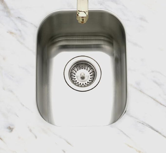 Houzer Club Stainless Steel Kitchen Bar & Prep Sink: 14 Inch Undermount Medium Sink with Strainer & Bottom Grid, Durable & Versatile, Essential for Home & Apartment: CS-1407-C