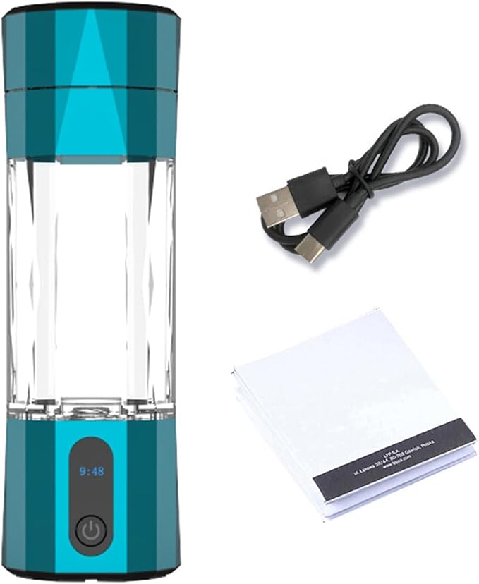 208ml Hydrogen Water Bottle Generator 6000-8000 PPB Portable Hydrogen Water Ionizer Machine with PEM Technology, Hydrogen Rich Water Glass Health Cup Blue