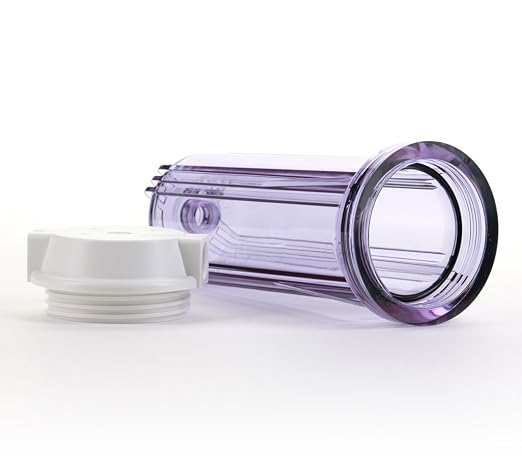Hydronix HF2-10CLWH38, 10" Clear Housing with White Flat Cap for RO & Filtration Systems, 3/8" Ports
