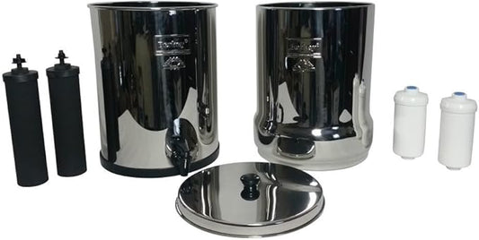 Royal Berkey Gravity-Fed Water Filter System 3.25 Gallon with 2 Black Berkey Elements, 2 PF-2 Fluoride and Arsenic Reduction Elements