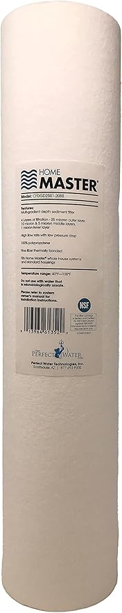 Home Master HMF2SmgRFCC Whole House Water Filter, 4-Layer Sediment Filter 25 to 1 Micron, Powerful Radial Flow Catalytic Carbon 20gpm, 1” NPT Ports, Patented Heavy Steel Bracket fits 16” Wall Studs