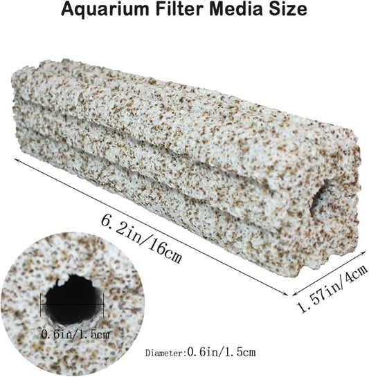 PINVNBY 6.2 Inch Large Filter Media for Aquarium,10 Pcs Fish Tank Ceramic Bio Blocks for Freshwater and Saltwater Sump Tank,Aquaculture and Koi Ponds
