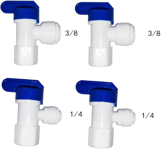 Malida Tank Ball Valve 1/4" FPT by 1/4",3/8" OD Tubing quick connector for RO Water Reverse Osmosis Filter system set of 4