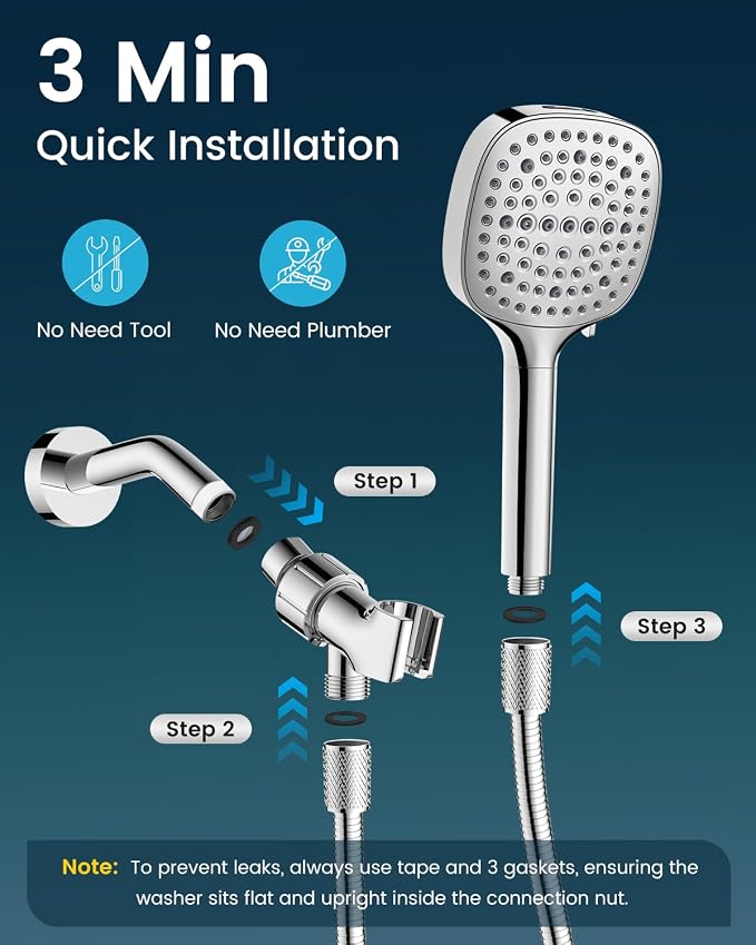 Filtered Shower Head with Handheld, High Pressure 7 Spray Showerhead with Filters, Detachable Shower Heads, Water Softener Filters for Hard Water - Remove Chlorine