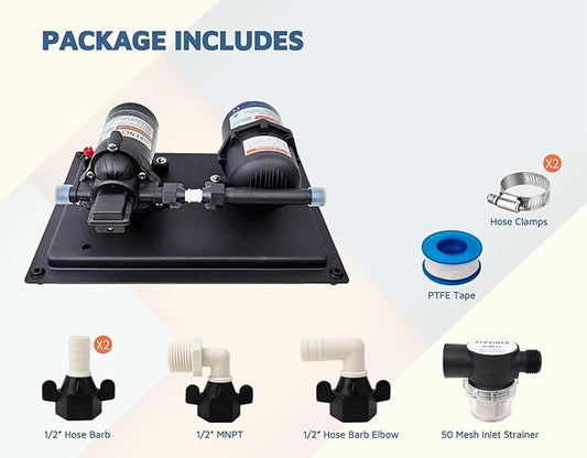 RV Water System, Accumulator Tank System - 12Vdc, 4.0 GPM, 45 PSI, 0.2 Gallon Tank