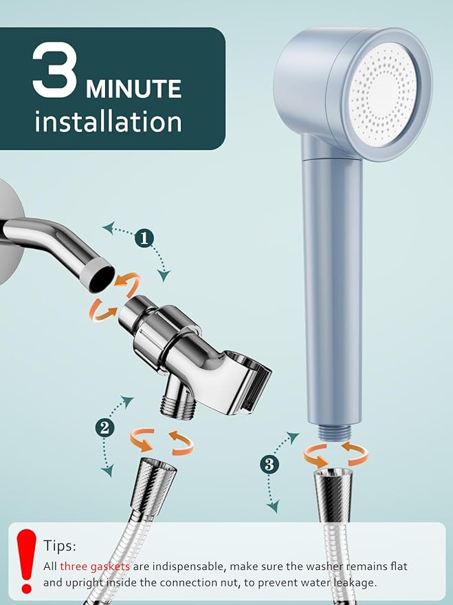 Ion Drops Filtered Shower Head with Handheld, High Pressure Shower Heads with 3 Spray, Showerhead with Filters Hand held for Hard Water, Remove Chlorine, Reduces Dry Itchy Skin (Blue)
