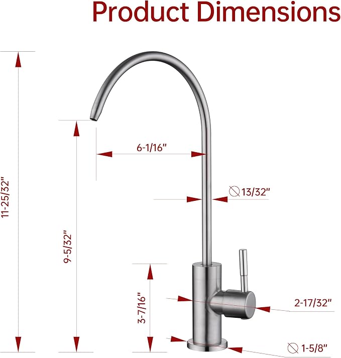 SUMERAIN Drinking Water Faucet for Kitchen Sink, NSF Certification | Brushed Nickel, Lead-Free, SUS304 Stainless Steel, Water Filter Faucet for Reverse Osmosis or Water Filtration System