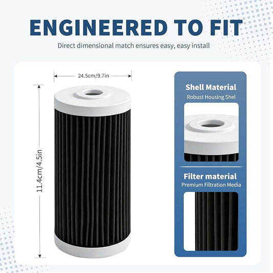 Water Filter Replacement Cartridge compatible with AO Smith WH-PREL-RCP Whole House Systems-4.5"x10" 5 Micron Carbon Block Replacement Water Filter Cartridge| Home Water Filtration (1pcs)