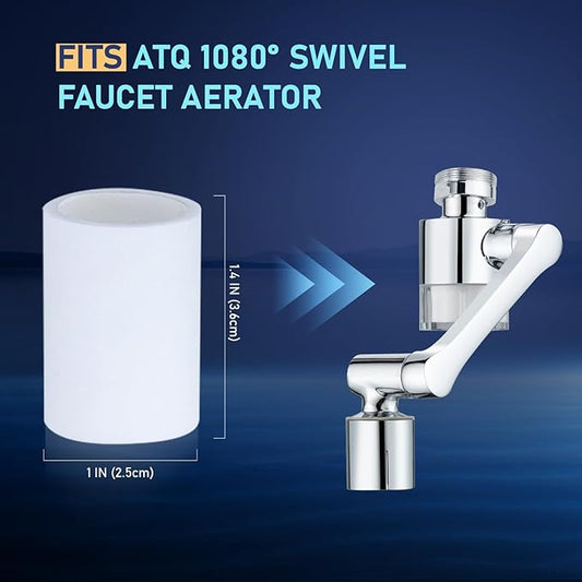 8 PP Cotton Filters Elements Replacement for ATQ Sink Faucet Extender Swivel Aerator (Aerator1080) Removes Chlorine Fluoride Heavy Metal(1080° Aerator 8 pp Cotton)