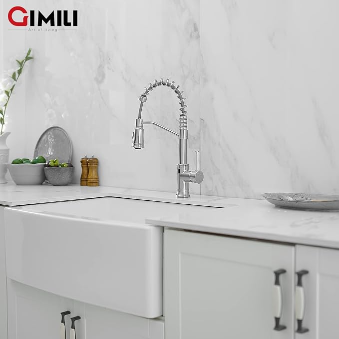 GIMILI Smart Touchless Kitchen Sink Faucet with Pull Down Sprayer, Motion Sensor Activated Hands-Free Single Handle Kitchen Faucet Brushed Nickel