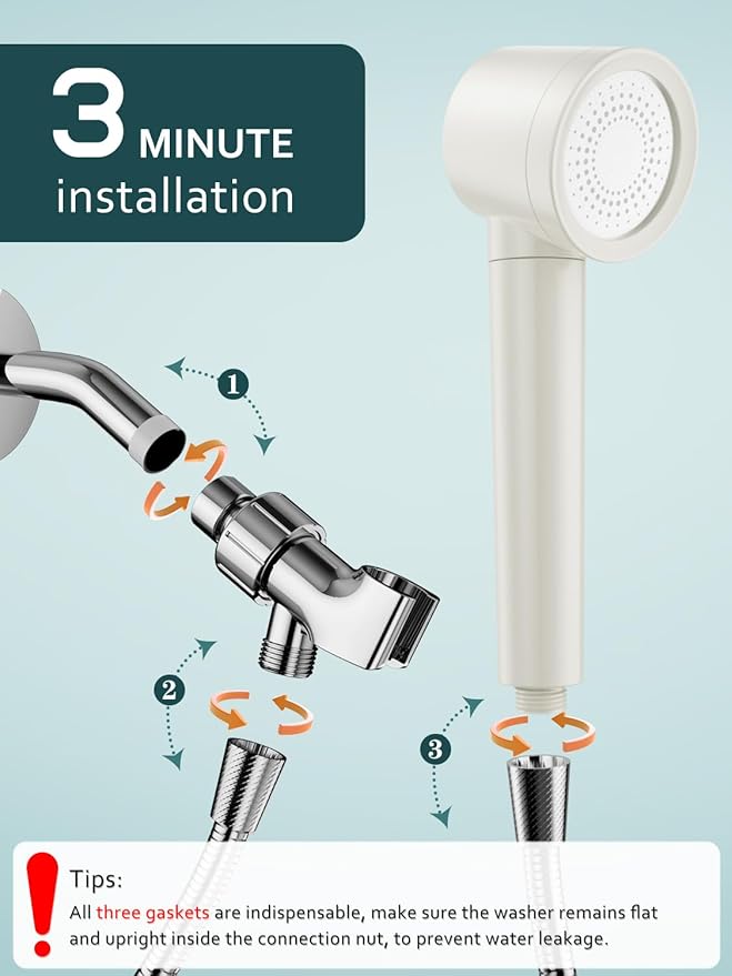 Ion Drops Filtered Shower Head with Handheld, High Pressure Shower Heads with 3 Spray, Showerhead with Filters Hand held for Hard Water, Remove Chlorine, Reduces Dry Itchy Skin (White)