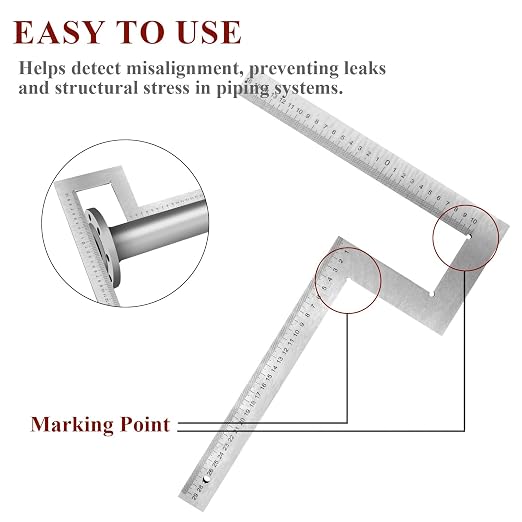 Stainless Steel Flange Square Pipefitter Tools (15.8 x 15.8 Inches) | Angle Flange to Measure Squareness Water Pipelines Distribution System Measuring Tool (400 x 400 mm)