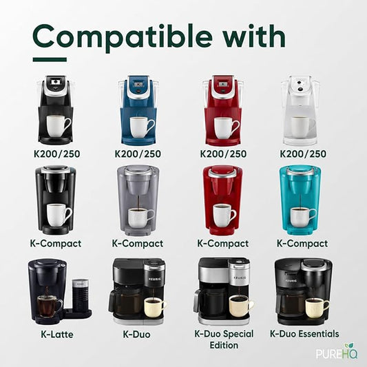 Keurig Filter Replacement Starter Kit - Water Filters for Keurig 2.0, K-Duo, K-Duo Hot & Iced, K Duo Essentials, K-Compact Coffee Makers by PureHQ - Includes Short Filter Holder and 3-Pack Cartridges
