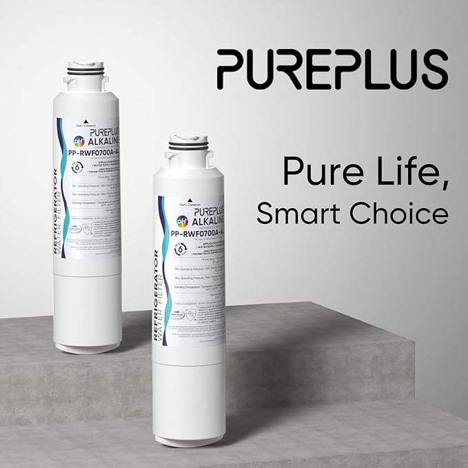 PUREPLUS Alkaline DA29-00020B Replacement for Samsung DA29-00020A/B, DA29-00020B-1, RF28HMEDBSR, RF263BEAESR, RFG297HDRS, HAF-CIN/EXP, RF4287HARS, 469101, RWF0700A Refrigerator Water Filter, 3PACK