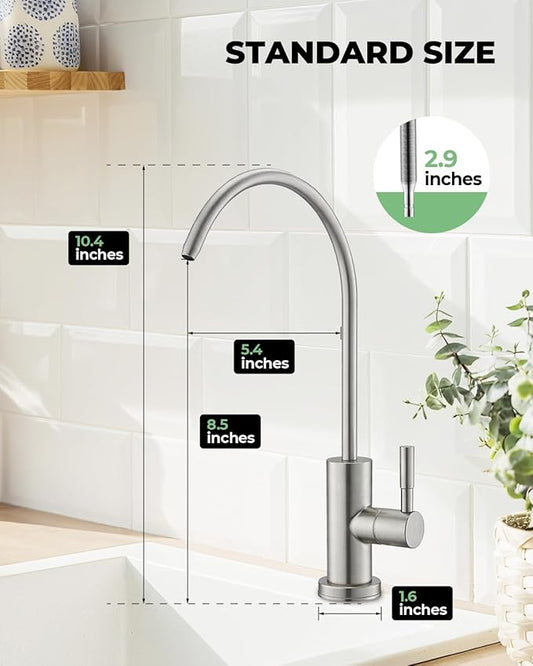 Drinking Water Faucets for Kitchen Sink, Water Filter Faucet for Reverse Osmosis or Water Filtration System, RO Bar Sink Faucet, Stainless Steel (Brushed Nickel)