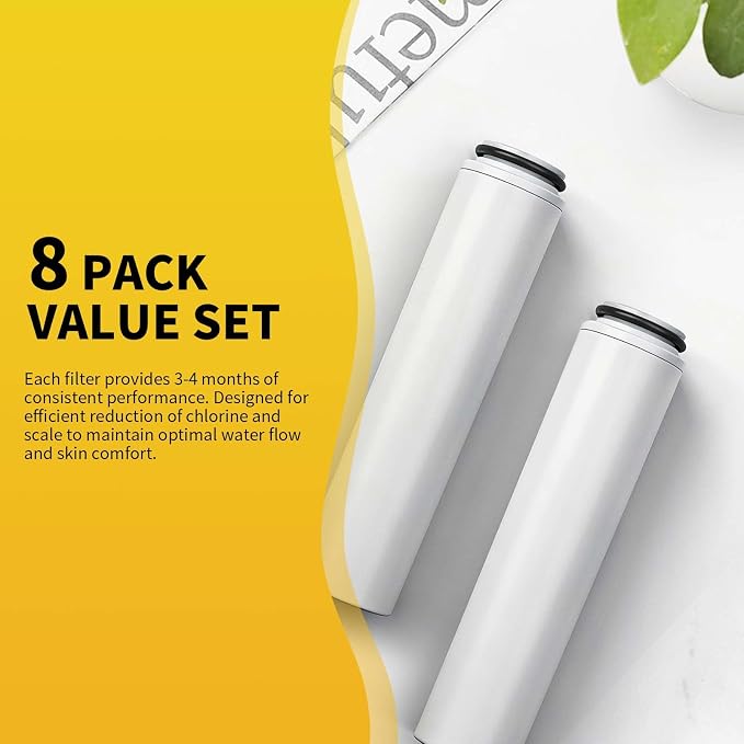8-Pack Filter Cartridges Compatible with Cobbe Handheld Showerheads | White cartridge-only set for routine showerhead filter replacement and maintenance; shower head not included