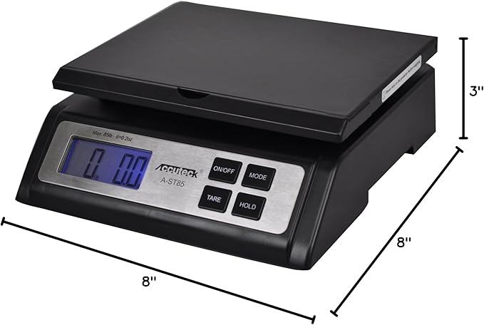 Accuteck A-ST85LB Heavy Duty Postal Shipping Scale with Extra Large Display, Batteries and AC Adapter