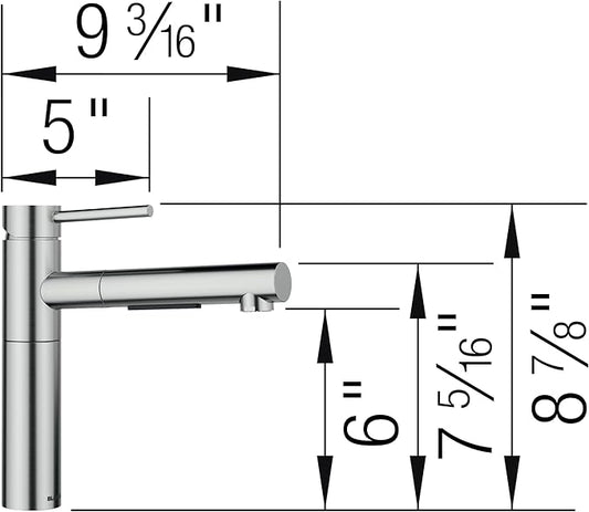 Blanco 527559 Alta II Low Arc Pull-Out Kitchen Faucet - 1.5 GPM - PVD Steel