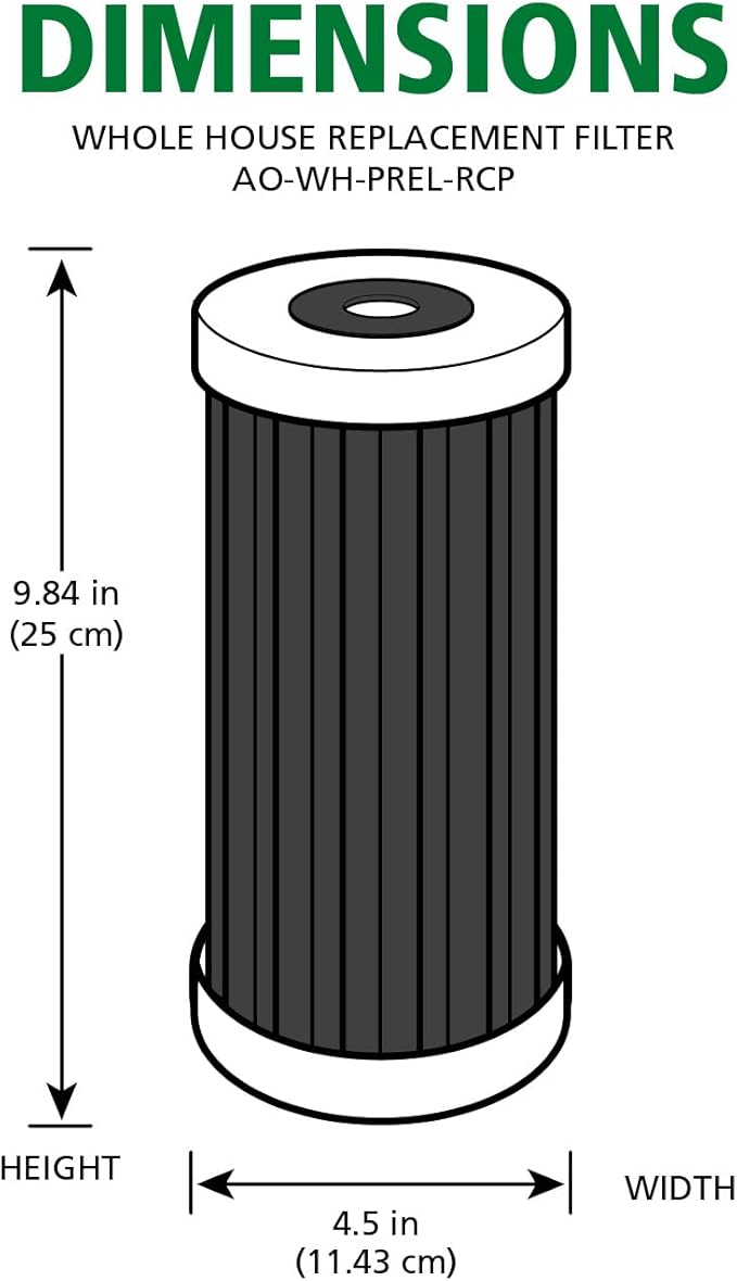 AO Smith 4.5"x10" 5 Micron Carbon Sediment Water Filter Replacement Cartridge - For Whole House Filtration Systems - AO-WH-PREL-RCP