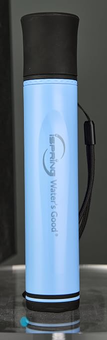 iSpring IFS-B2F2 Water Filter Straws, 2 Pack + 2 Extra Washable Filter Elements, Electro-Adsorption & Carbon Block, Reduces Micro-Organisms & Lead, SGS-Tested Purifier for Camping, Hiking & Emergency