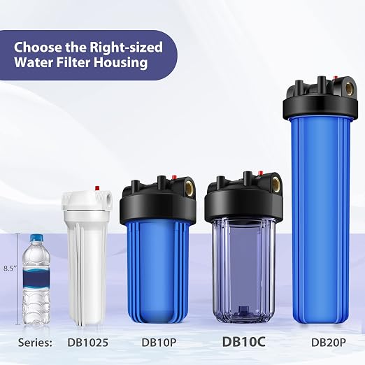SimPure DB10C Water Filter Housing and 5 Micron 10" x 4.5" PGC Whole House Sediment Carbon Filters