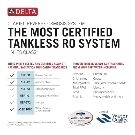 Delta Faucet Clarifi Under Sink Reverse Osmosis Water Filter System, 6-Stage RO Water Filter, Tankless Water Filtration System, Undersink Water Filter, Reverse Osmosis Filter System, DWQ1001012
