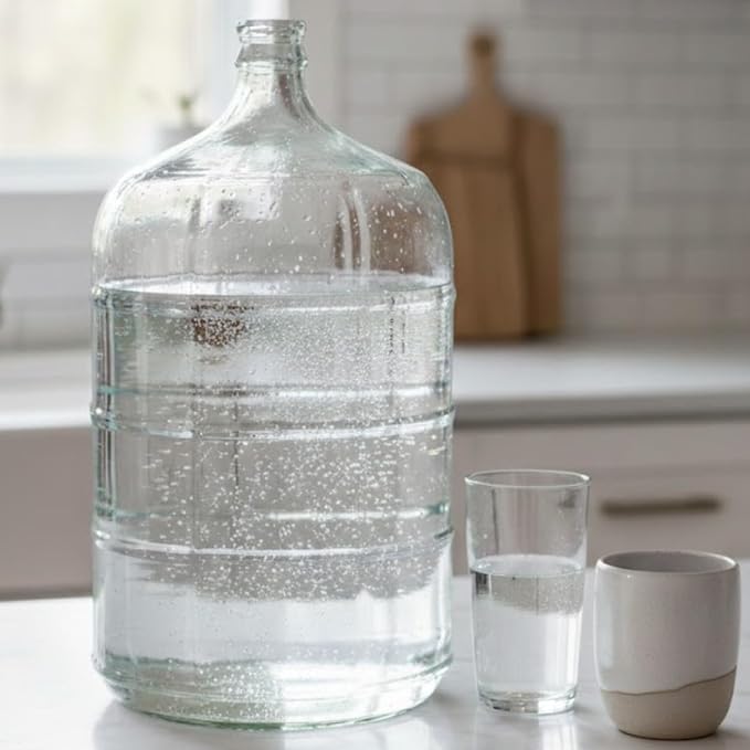 5 Gallon Glass Water Jug | Plastic‑Free Pure Water Storage Bottle | BPA‑Free, No Microplastics, Reusable Glass Container for Drinking Water, Fits Home Water Dispensers