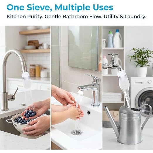 100pc*1000 Mesh Universal Faucet Filter Bag, Water Filter for Sink Faucet, Food Grade Non-Woven Replaceable Sleeve to Remove Limescale Sand Rust for Kitchen Bathroom