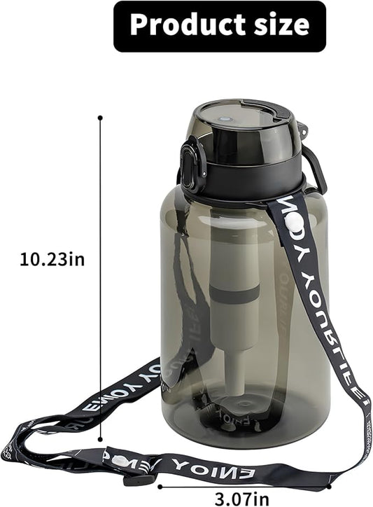 40 OZ Water Filter Bottle with 3-Stage Filtration - Ideal for Survival, Camping, Hiking, Backpacking, and Emergency - Portable&Reusable Filtered Water Bottle with Strap - Black