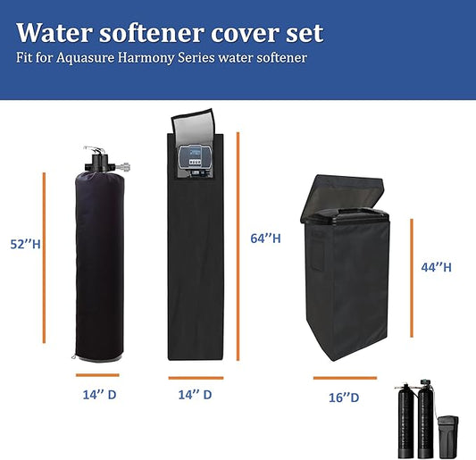 Water Softeners Covers for Outside Units,3 Pcs Water Softener Covers,2 Pcs Filter Tank Covers+1 Pcs Brine Tank Cover,Water Softener Cover Outdoor,Water Softener Covers, Black