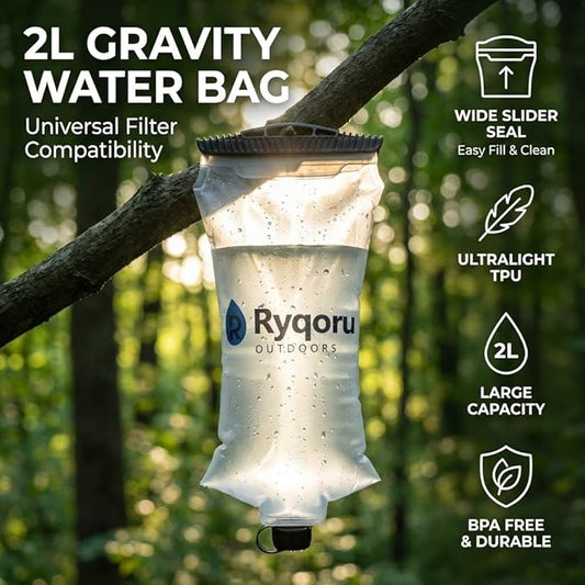 2L Collapsible Water Bag, 28mm Thread TPU Hydration Canteen Compatible with Sawyer Squeeze, BPA Free Leak‑Resistant Water Bladder for Camping and Hiking