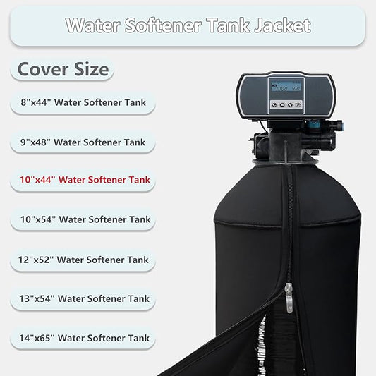 10x44 Inch Water Softener Tank Jacket - Insulated 3.5mm Neoprene Slip Sleeve to Prevent Sweating, Heavy-Duty Outdoor Water Softener Cover,Black