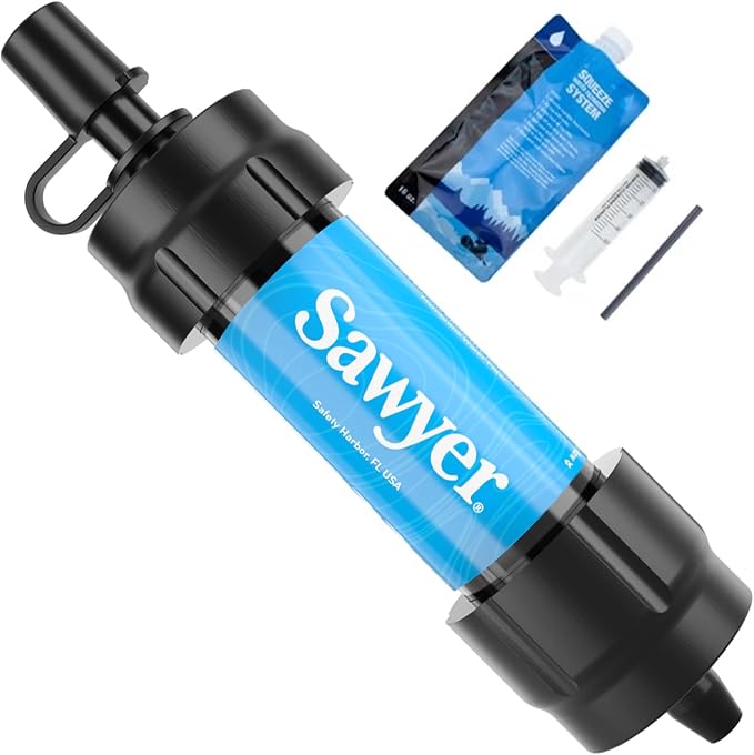 Mini Water Filtration System + Permethrin Insect Repellent for Clothing, Gear & Tents, 24-Ounce + Premium Insect Repellent with 20% Picaridin, Pump Spray, 4-Ounce