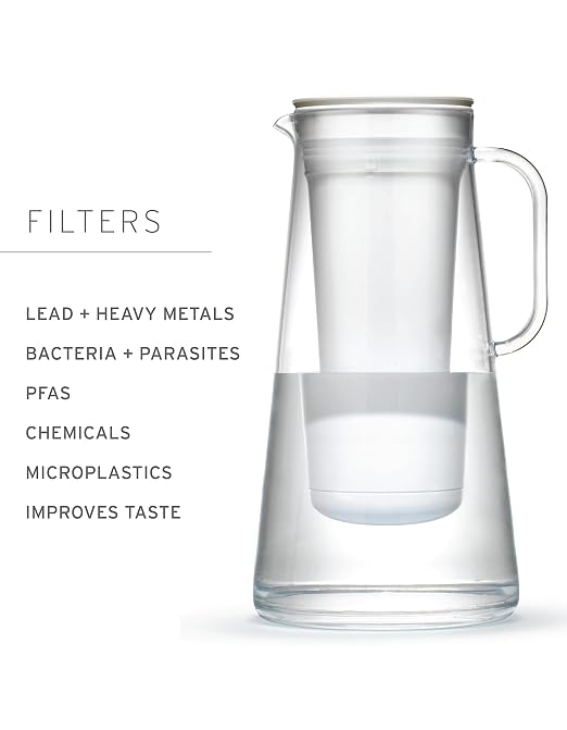 LifeStraw Home โ Water Filter Pitcher, 10-Cup, Obsidian, BPA Free Designed for Protection Against Bacteria, parasites, microplastics, Lead, Mercury, PFAS and a Variety of Chemicals (Pack of 2)