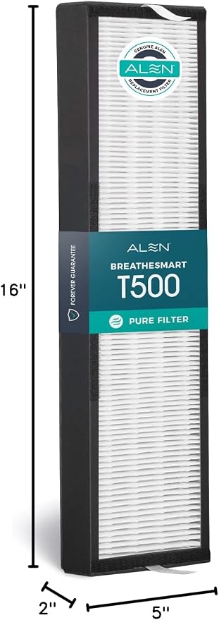 Alen Air Filter TF60-Pure Replacement HEPA Filter for T500 Air Purifier - Captures Allergens, Dust, & Mold (1 Filter) | For Allergens, Dust, Viruses, Dander, Fur. Medical-grade HEPA Filter with Carbon Catalyst Blend - FOR T500 AIR PURIFIER ONLY